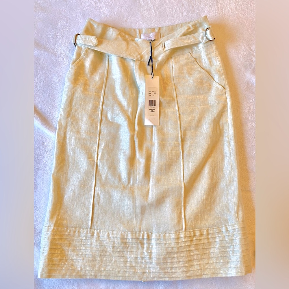 ADAM by Adam Lippes // Lined, metallic linen pencil skirt // Size 6 // NWT